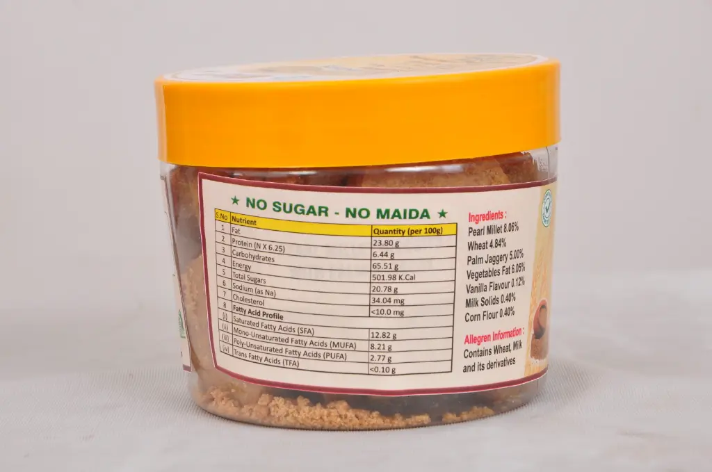 Little millet biscuits made with palm jaggery — gluten-free healthy cookies for export