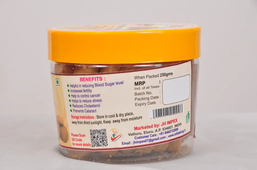 Sorghum millet biscuits with palm jaggery — healthy gluten-free cookies for export