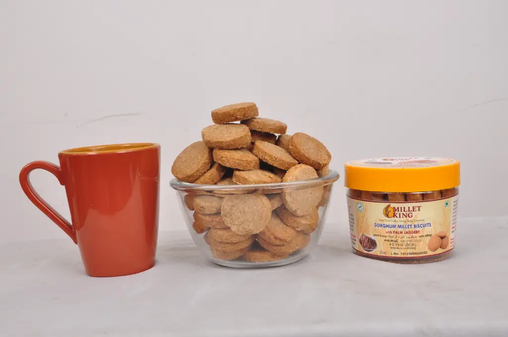 Sorghum millet biscuits with palm jaggery — healthy gluten-free cookies for export